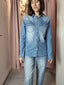 Camicia Denim Clara – leggerezza elastica e stile senza tempo